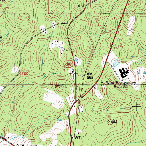 Topographic Map of Wadeville Church, NC