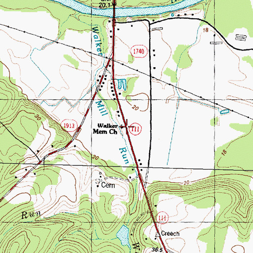 Topographic Map of Walker Memorial Church, NC