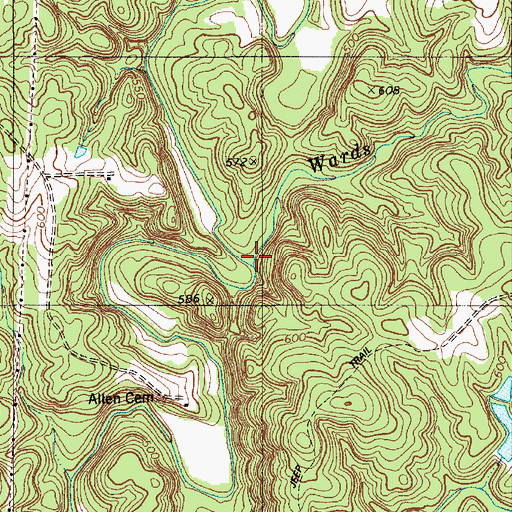 Topographic Map of Wards Creek, NC