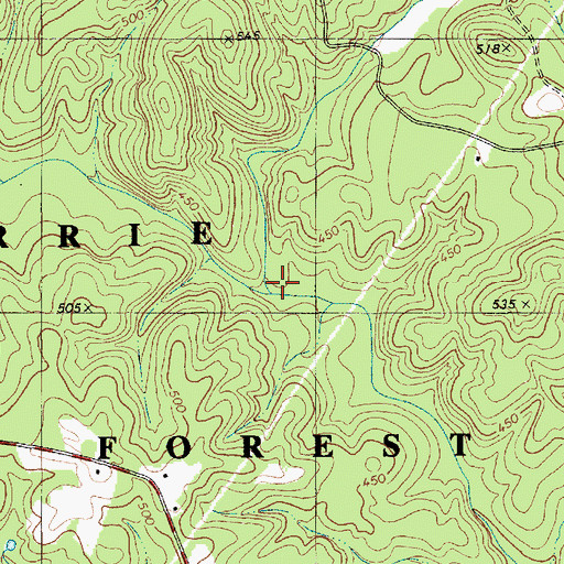 Topographic Map of Warner Creek, NC