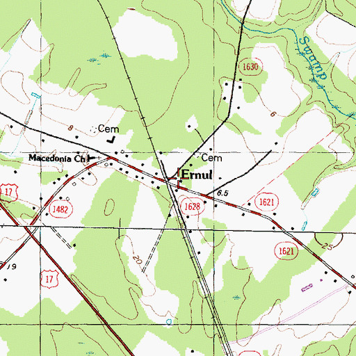 Topographic Map of Ernul, NC