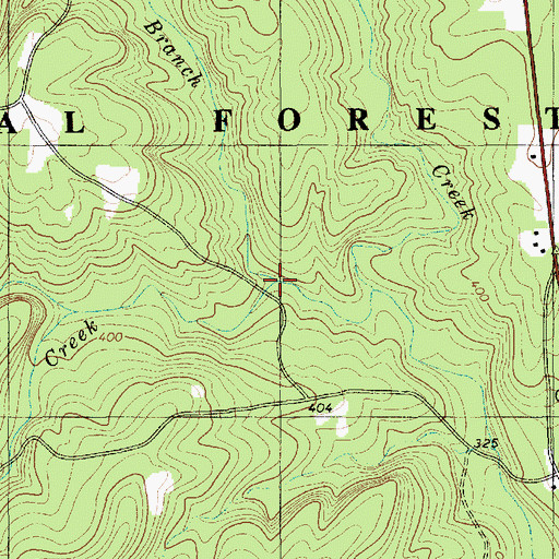 Topographic Map of West Branch Moccasin Creek, NC