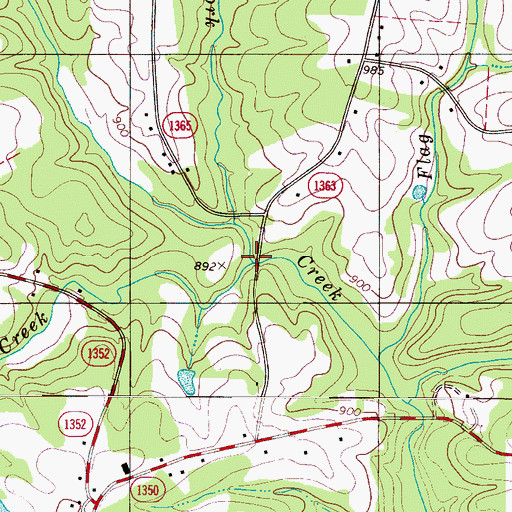 Topographic Map of West Fork Brushy Creek, NC