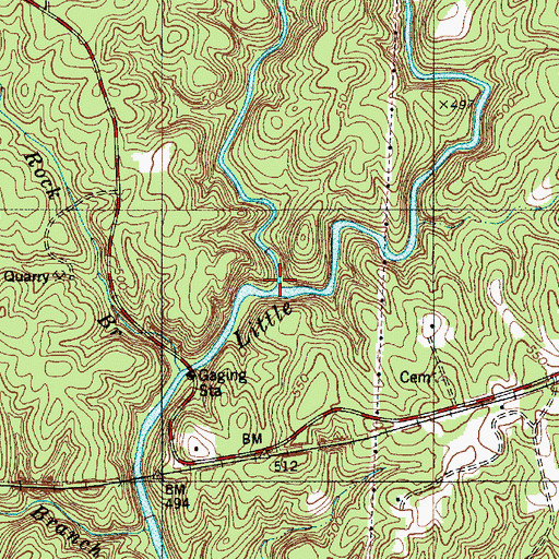 Topographic Map of West Fork Little River, NC