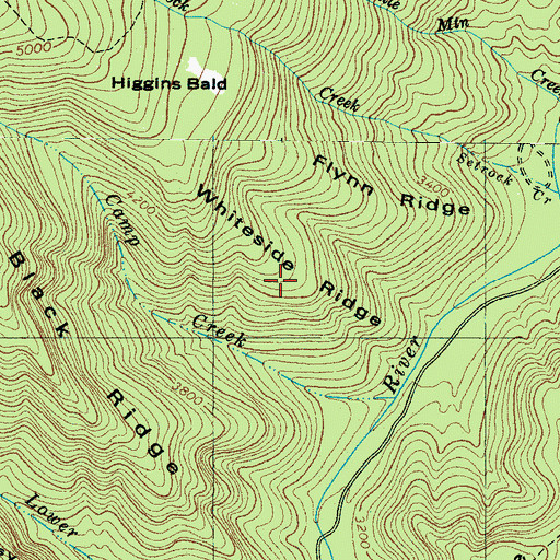 Topographic Map of Whiteside Ridge, NC