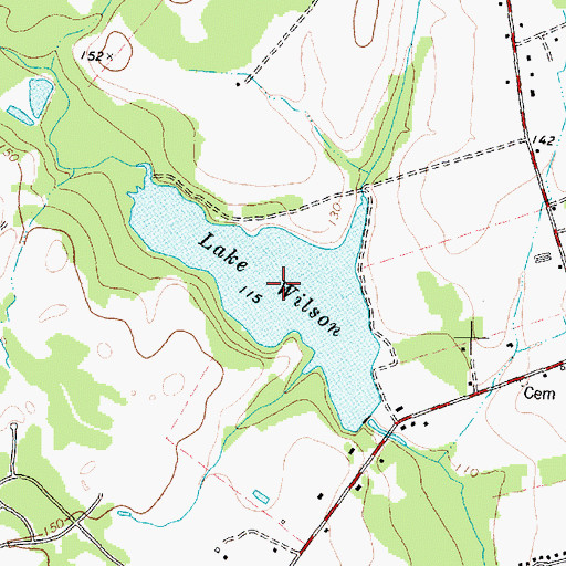 Topographic Map of Lake Wilson, NC