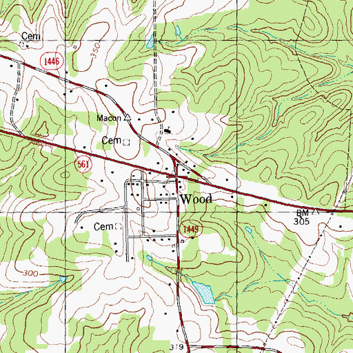 Topographic Map of Wood, NC