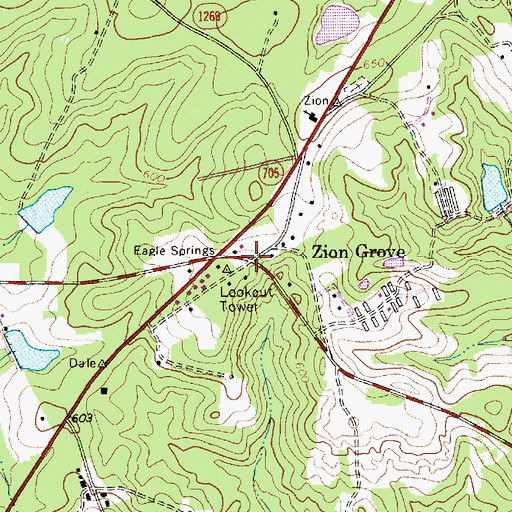 Topographic Map of Zion Grove, NC