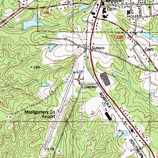 Topographic Map of Montgomery County Airport, NC