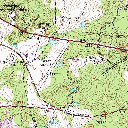 Topographic Map of Tirzah Airport (historical), NC