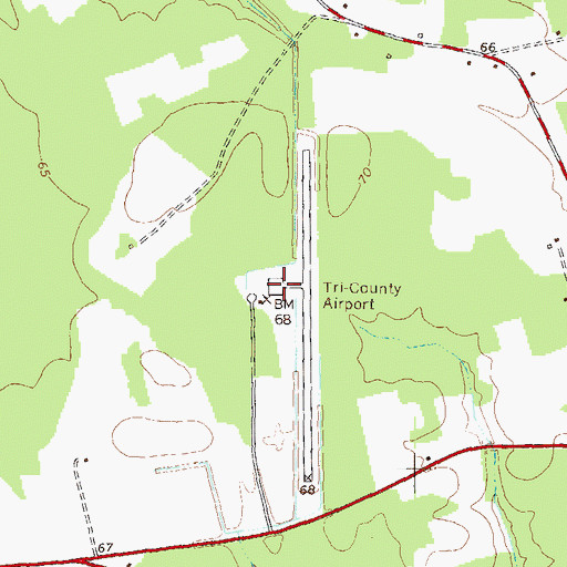 Topographic Map of Tri-County Airport, NC