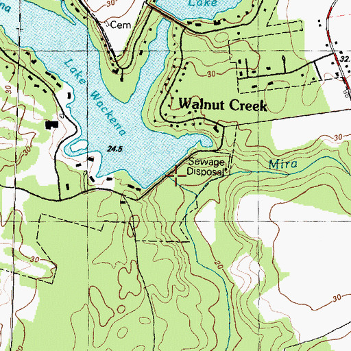 Topographic Map of Lake Wackena Dam, NC