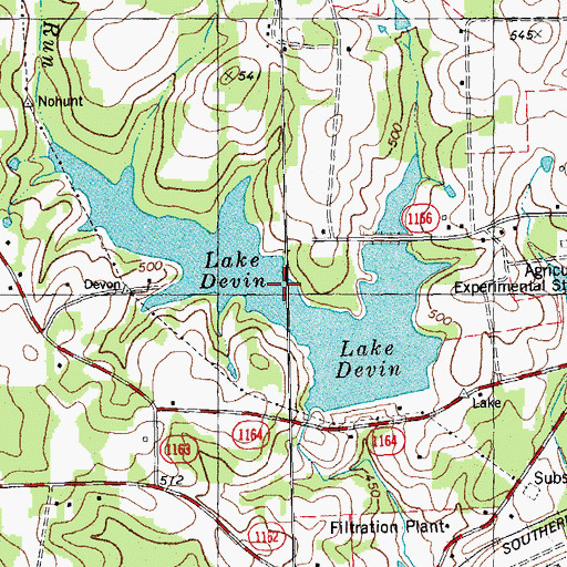 Topographic Map of Lake Devin, NC