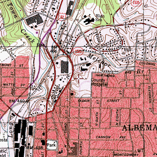 Topographic Map of Carolinas HealthCare System Stanly, NC