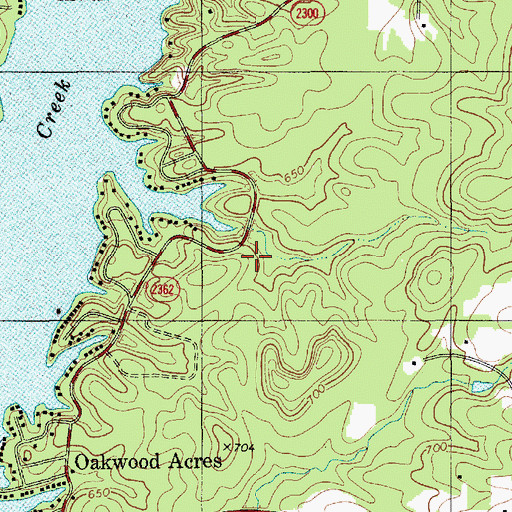 Topographic Map of Oakwood Acres, NC
