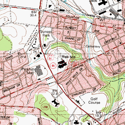 Topographic Map of Stoney Point Elementary School, NC