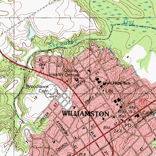 Topographic Map of Martin County Health Center, NC