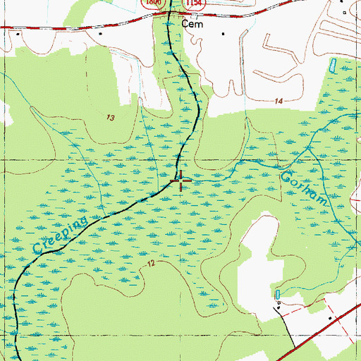 Topographic Map of Gorham Swamp, NC