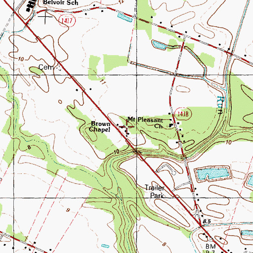 Topographic Map of Brown Chapel, NC