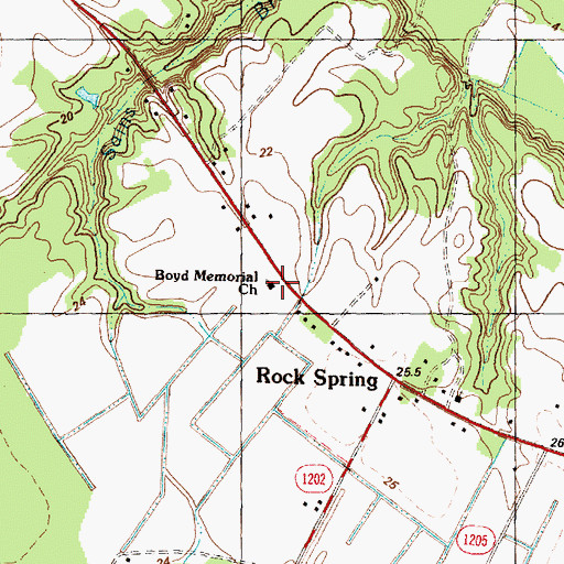 Topographic Map of Boyd Memorial Presbyterian Church, NC