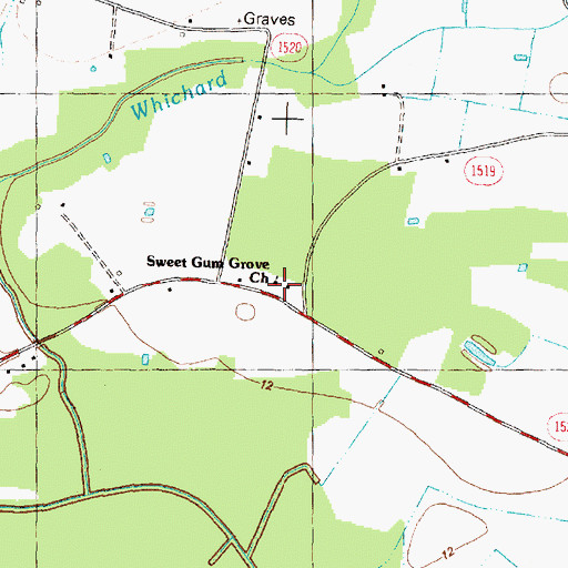 Topographic Map of Sweet Gum Grove Church, NC
