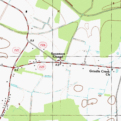 Topographic Map of Sycamore Chapel, NC