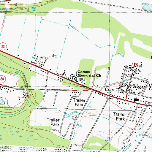 Topographic Map of Carson Memorial Church, NC