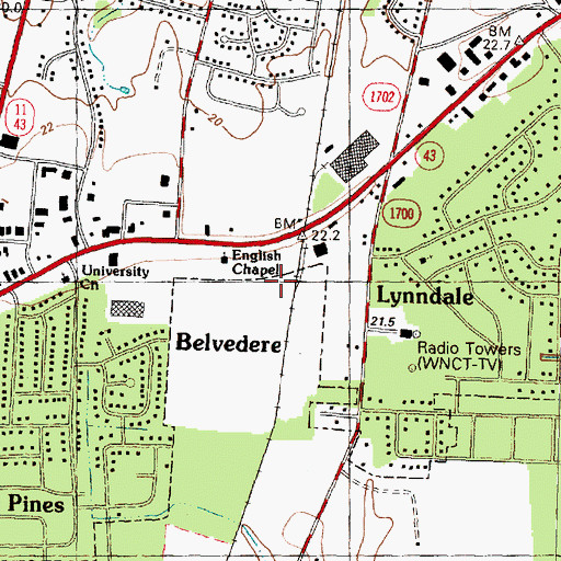 Topographic Map of University Church, NC