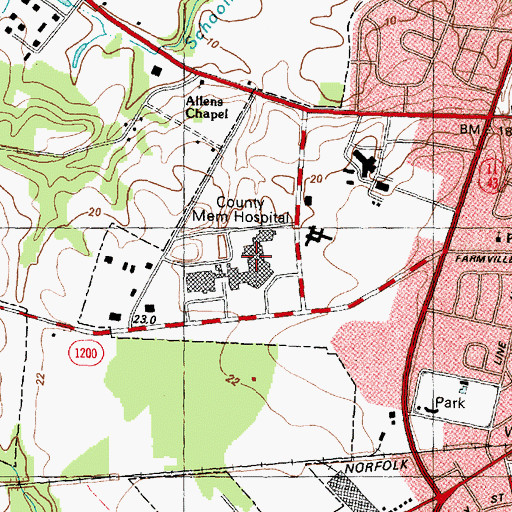 Topographic Map of Vidant Medical Center, NC