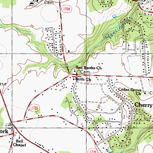 Topographic Map of Red Banks Church, NC