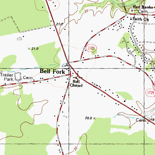 Topographic Map of Bell Chapel, NC