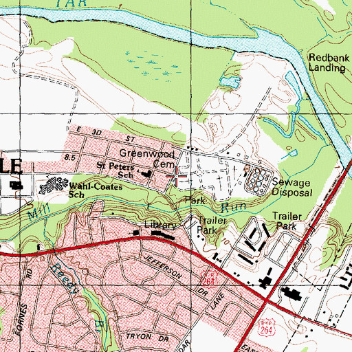 Topographic Map of Saint Peters School, NC