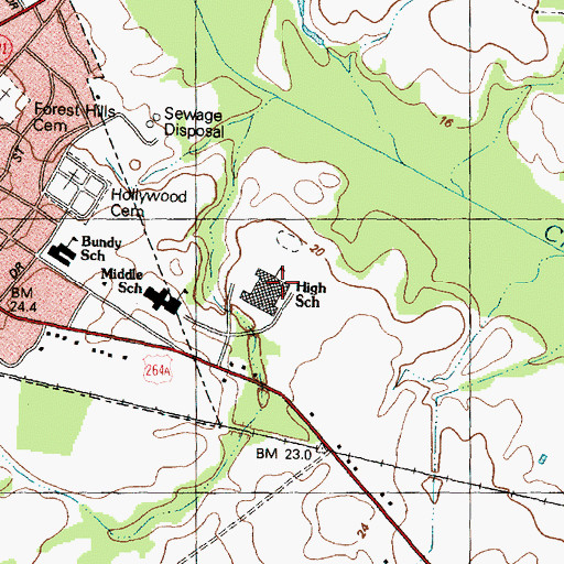 Topographic Map of High School, NC