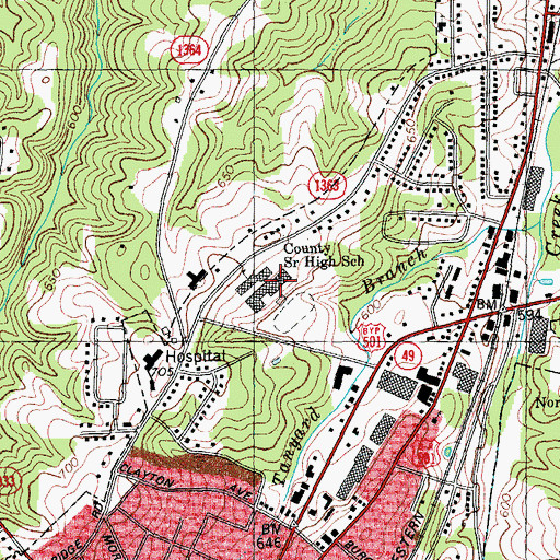Topographic Map of Person County Senior High School, NC