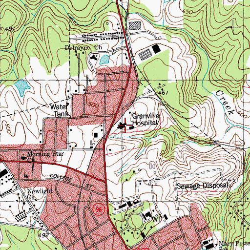 Topographic Map of Granville Medical Center, NC