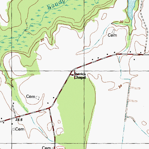 Topographic Map of Patrick Chapel, NC