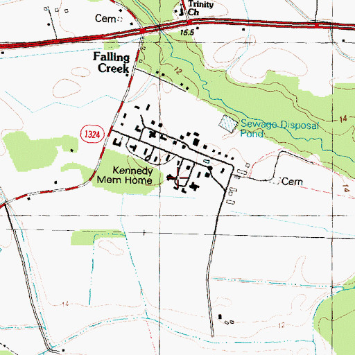 Topographic Map of Kennedy Memorial Home, NC