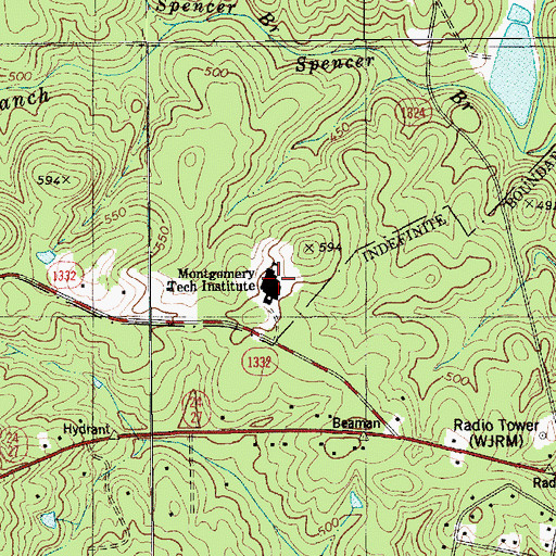 Topographic Map of Montgomery Technical Institute, NC