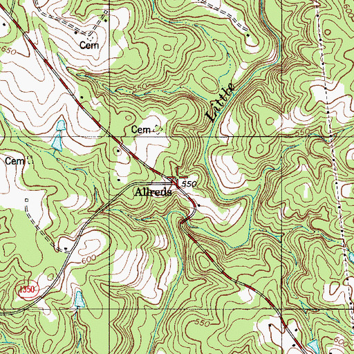 Topographic Map of Allreds, NC