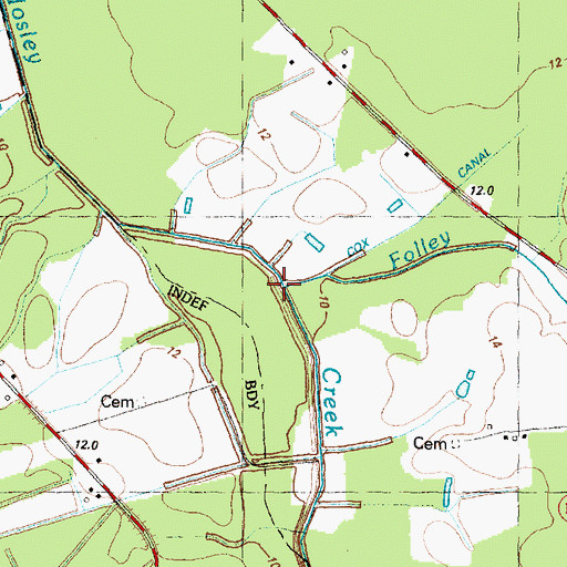 Topographic Map of Folley Branch, NC