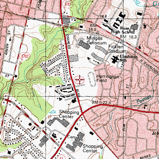 Topographic Map of Harrington Field, NC