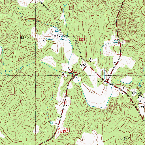 Topographic Map of Little Dumas Creek, NC