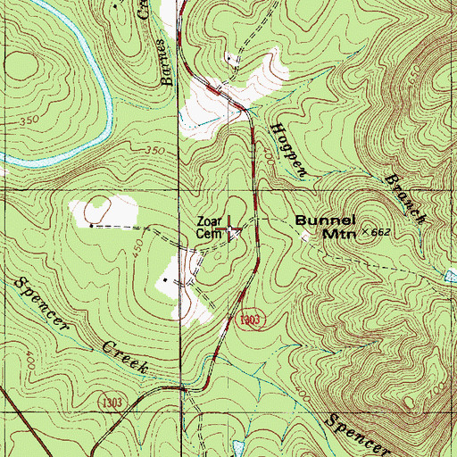 Topographic Map of Zoar Cemetery, NC