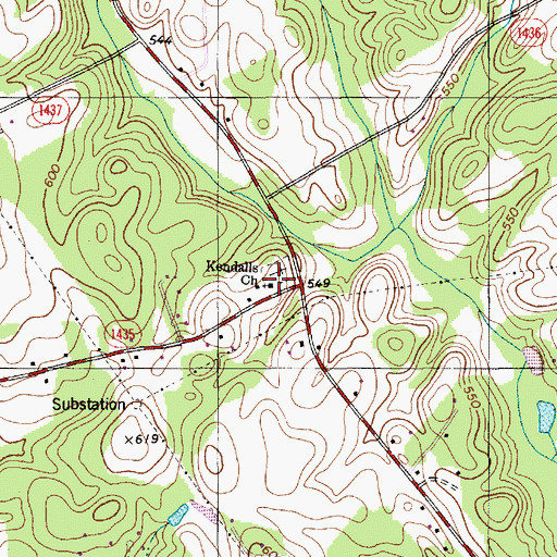 Topographic Map of Kendalls Church, NC
