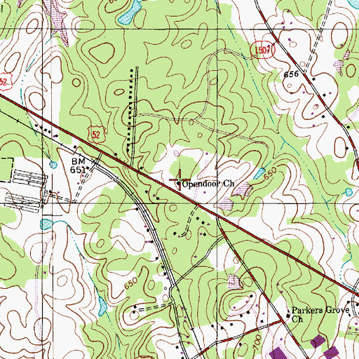 Topographic Map of Opendoor Church, NC