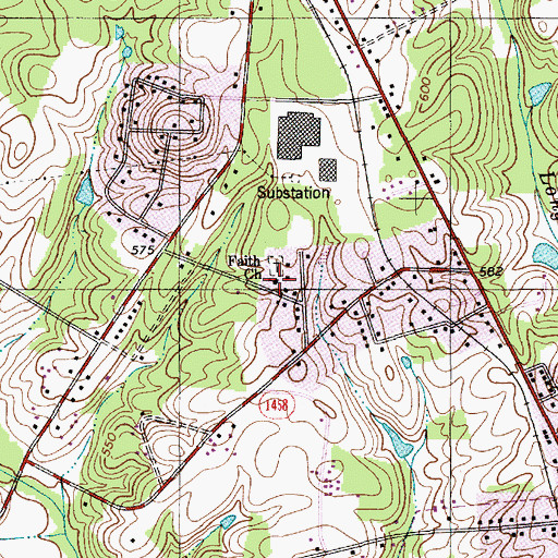 Topographic Map of Faith Church, NC