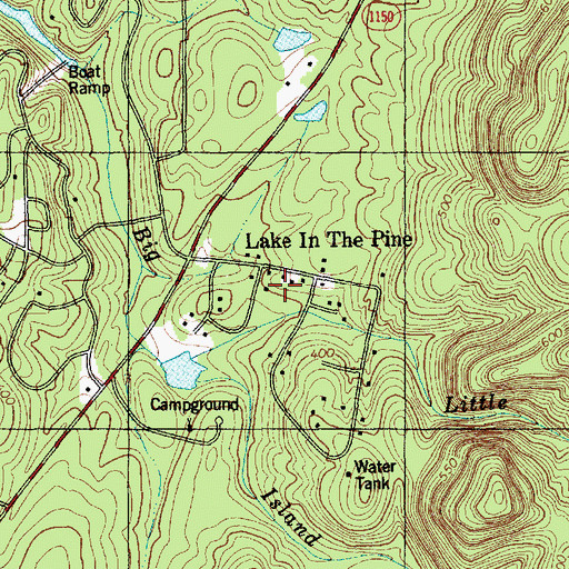 Topographic Map of Lake in the Pine, NC
