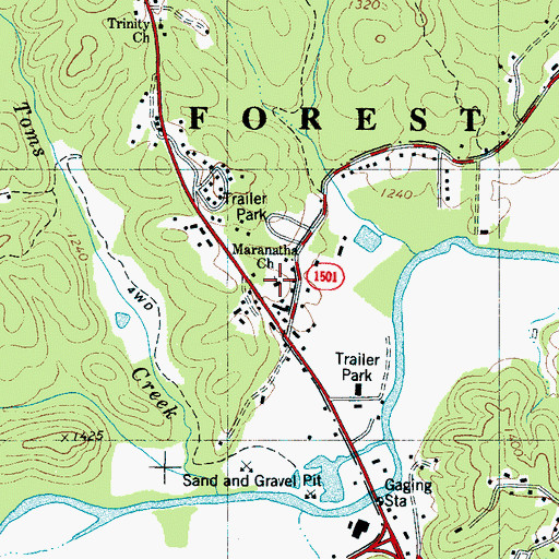 Topographic Map of Maranatha Church, NC