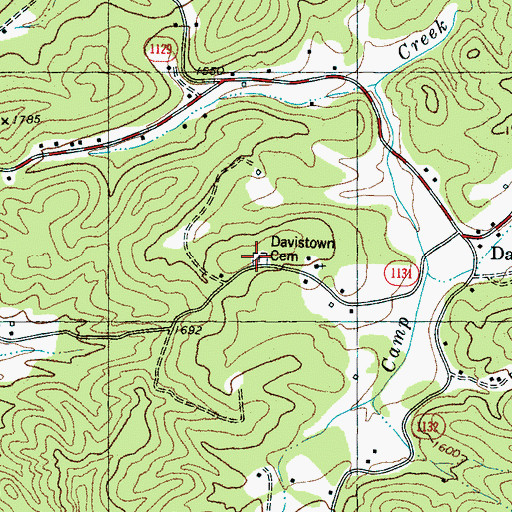 Topographic Map of Davistown Cemetery, NC