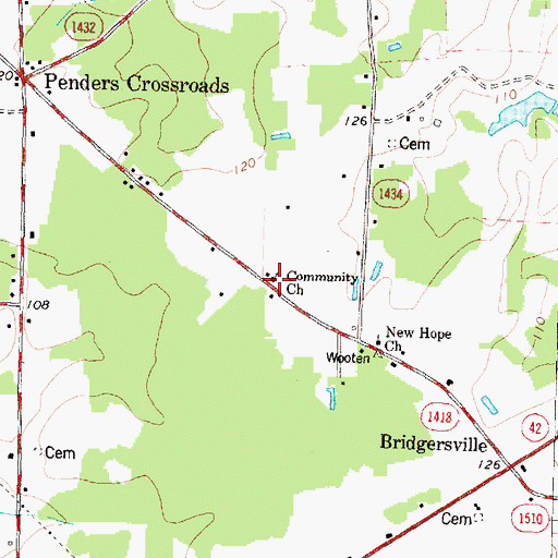 Topographic Map of Community Church, NC